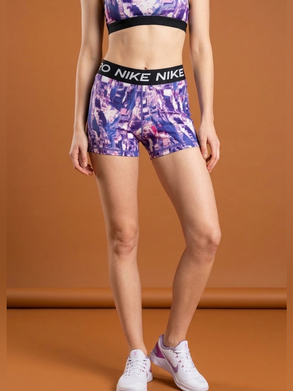 Nike Pro Purple Abstract Print Women's Shorts